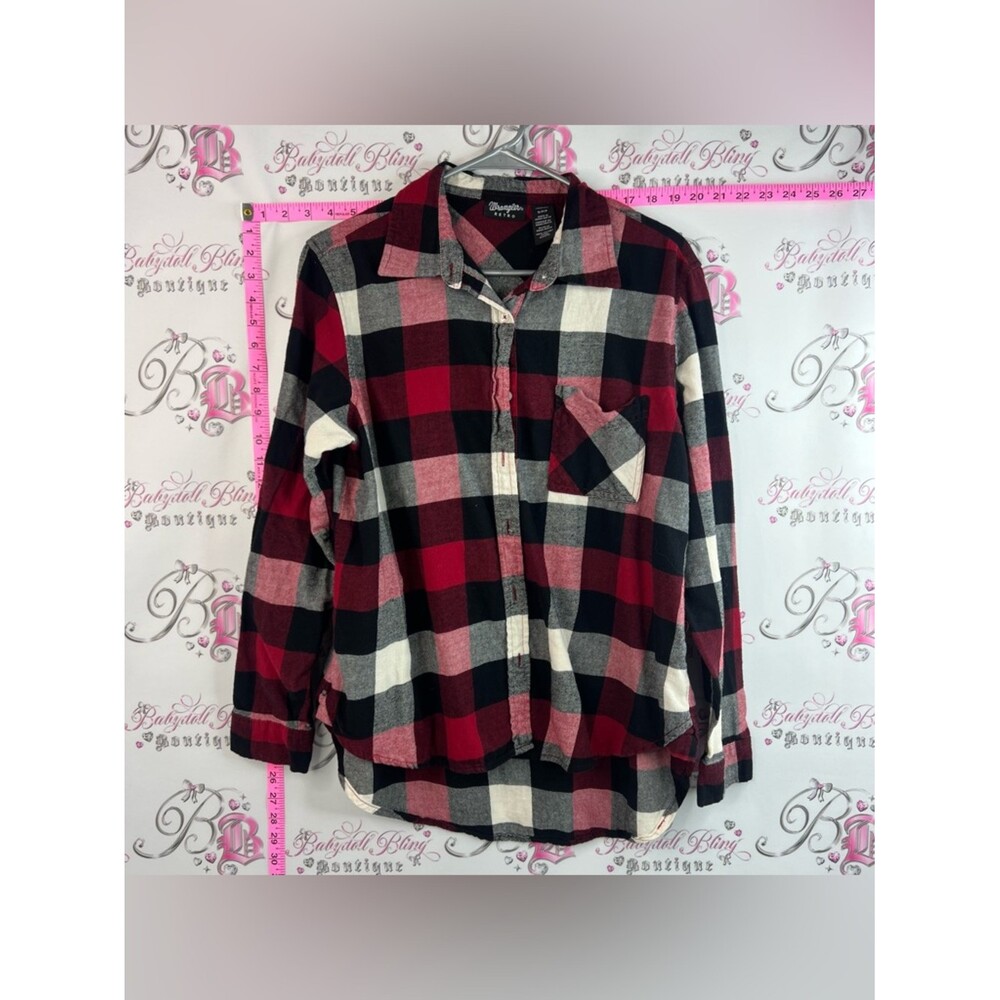 Wrangler retro button up shirt Red Black White Buffalo Plaid Button-Up Shirt